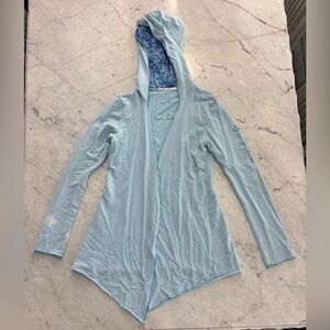 Green Apple Light Blue Hooded Swim Cover-Up with Logo Tag